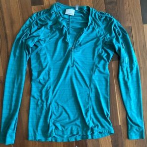 Athleta Womens Striped 1/2 Zip Crew Neck Long Sleeve Athletic Fit Jacket Small